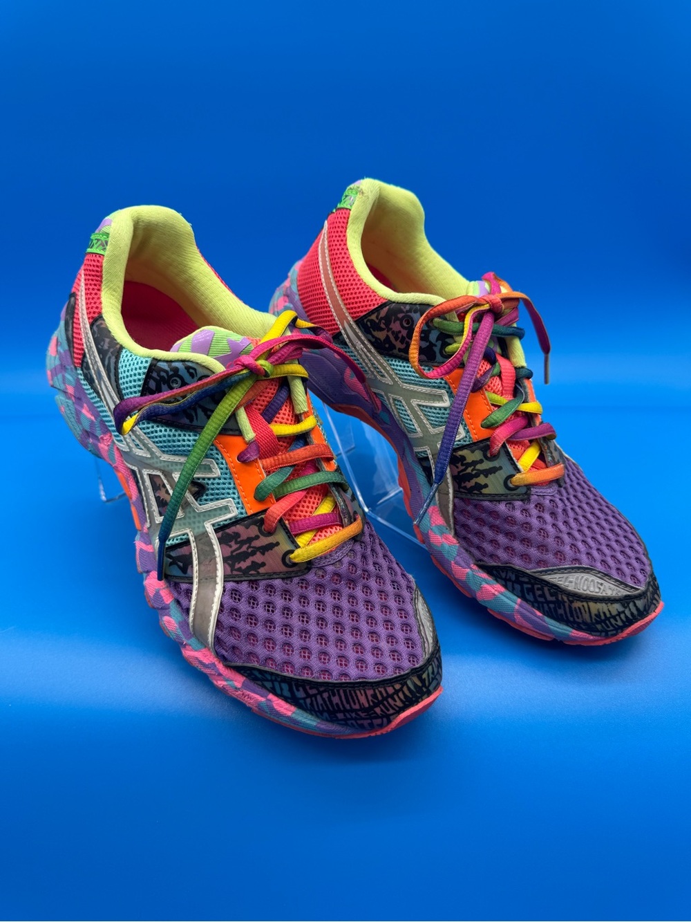 ASICS Gel Noosa Tri 8 Women's Sz 8 Multicolor Running Shoes T345Q Neon Retro Fun